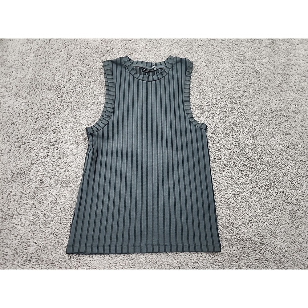 ASOS DESIGN Tank Top Womens Small Grey Striped Ribbed Sleeveless